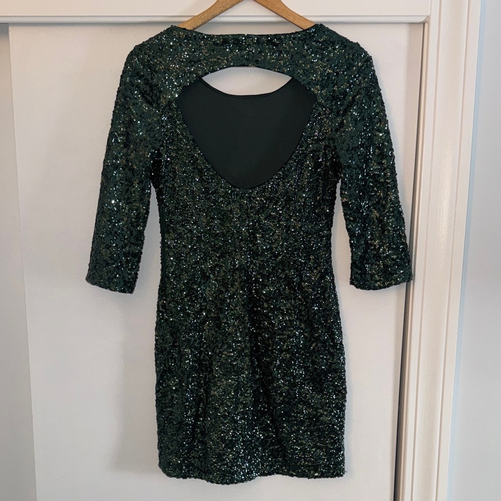 Express Emerald Sequin Mini Dress - image 5
